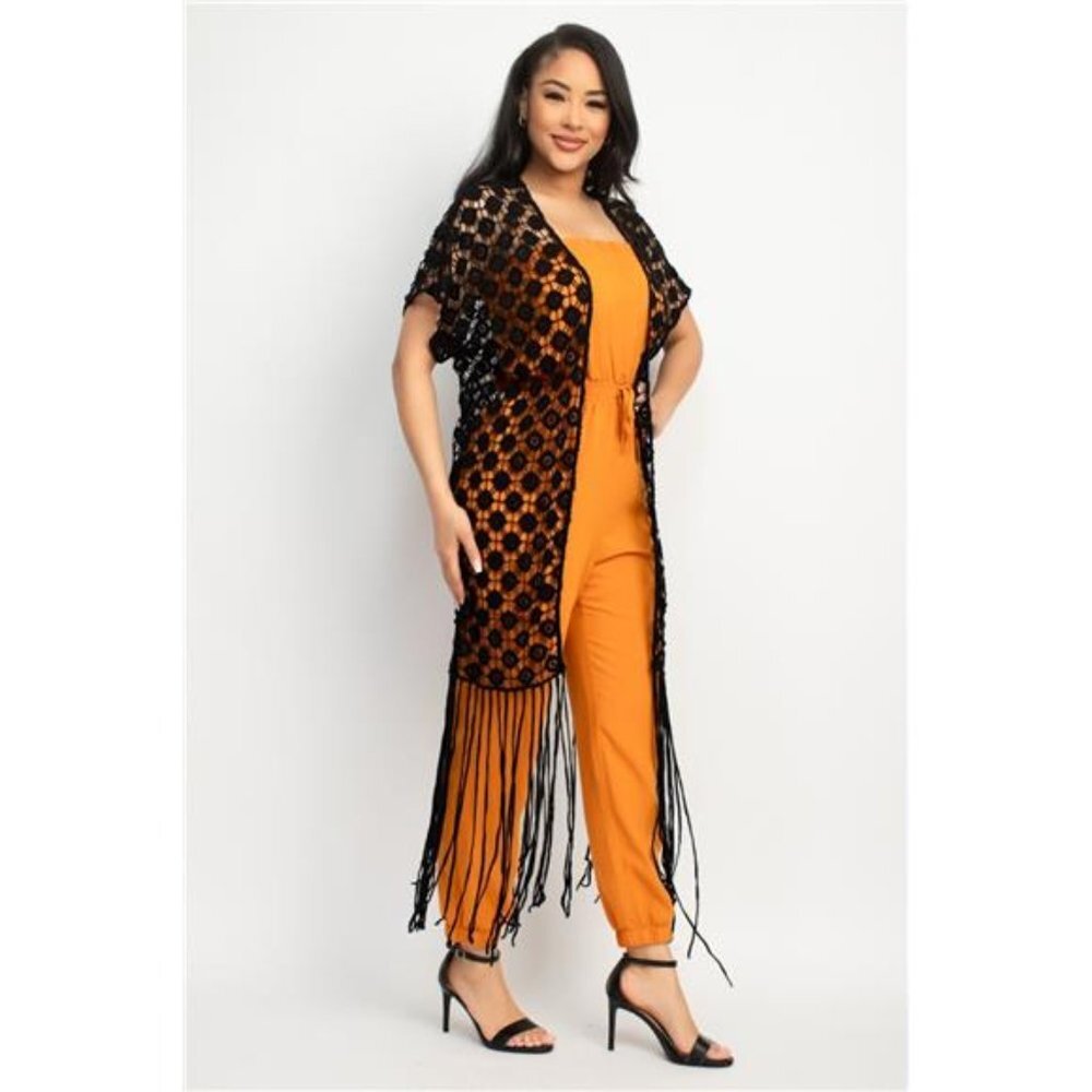 Crocheted Open Front Kimono